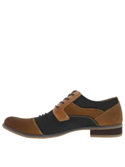 Richelieu en cuir marrons et noirs à bout droit et à talon décroché bas