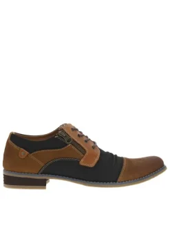 Richelieu en cuir marrons et noirs à bout droit et à talon décroché bas