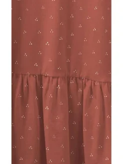 Robe à col rond rouge fantaisie en coton biologique