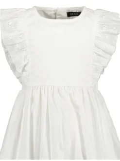 Robe courte en coton blanche unie avec une coupe droite et un col rond