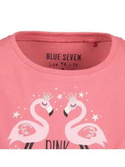 Robe courte en coton fuchsia unie coupe ajustée un col rond et 2 flamants roses