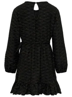 Robe courte nuit en lurex à coupe ample col rond et à manches longues