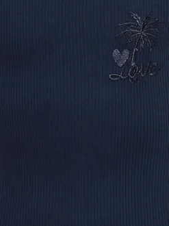 Robe longue en coton biologique marine unie pourvue d'une coupe ajustée