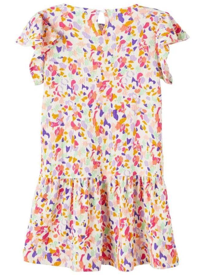 Robe multicolore imprimé abstrait avec une coupe regular fit et un col rond