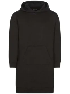 Robe courte Abyl en coton mélangé noire unie à coupe droite et à col croisé