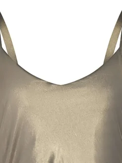 Robe courte à bretelles or irisée coupe moulante col v