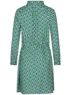 Robe courte chemise Sixtime verte imprimé abstrait avec une coupe évasée fluide