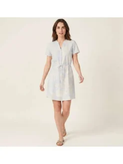 Robe courte ciel floral avec une coupe ajustée et un col tunisien