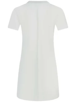 Robe courte écrue unie avec une coupe trapèze et un col rond
