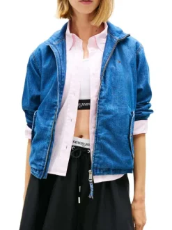 Robe courte en coton bleue unie avec une coupe trapèze et un col à revers