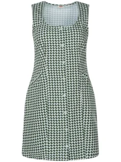 Robe courte en coton ciel avec imprimé géométrique sapin et sans manches