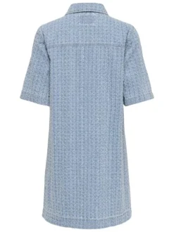 Robe courte en coton stone à motifs pourvue d'un col chemise