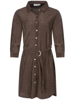 Robe courte en lurex bronzé avec une coupe près du corps et un col français