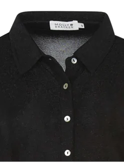 Robe courte en lurex noir avec une coupe près du corps et un col français