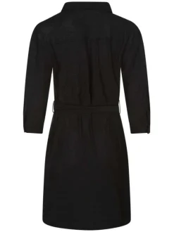 Robe courte en lurex noir avec une coupe près du corps et un col français