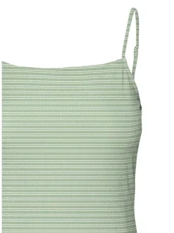 Robe courte à fines bretelles vert d'eau rayée avec une coupe moulante