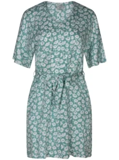 Robe courte Flora bleu ciel fleurie à coupe ajustée col v et à manches courtes