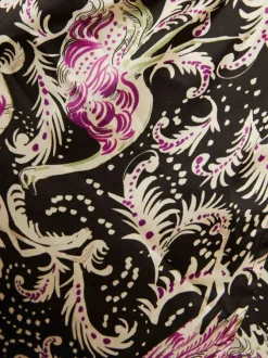 Robe courte framboise imprimé cachemire à coupe asymétrique et col italien
