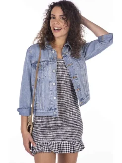 Robe courte imprimé vichy avec volants et détail smockée pour femme Noir en coton coupe droite