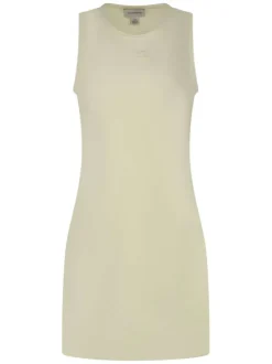 Robe courte jaune unie sans manche pourvue d'une coupe moulante