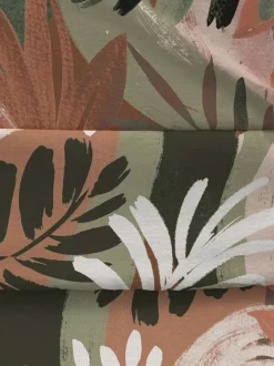 Robe courte kaki imprimée tropical avec une coupe ajustée à col v