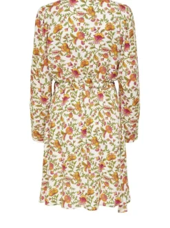 Robe courte kaki pour femme coupe droite fluide à imprimé floral