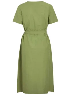 Robe courte kaki uni à coupe regular fit avec un col v et une ceinture