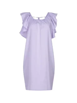 Robe courte mauve pour femme avec volant coupe droite