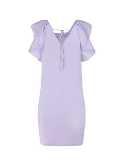 Robe courte mauve pour femme avec volant coupe droite