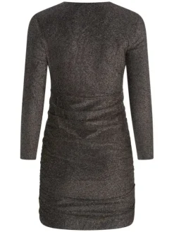 Robe courte multicolore en jersey métallique coupe moulante et col v