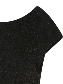 Robe courte noire pailletée coupe proche du corps col rond et sans manches