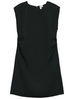 Robe courte noire unie avec col rond et fermeture à glissière