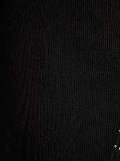 Robe courte noire unie à coupe ajustée avec col rond et manches longues