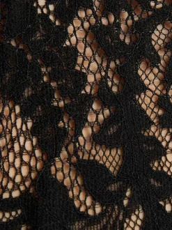Robe courte noire unie en dentelle ajourée à coupe droite sans manches