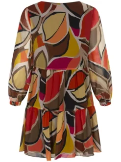 Robe courte rouge coupe babydoll col v et à manches longues