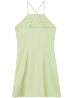Robe courte tilleul uni à bretelles croisées dans le dos