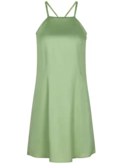 Robe courte tilleul uni à bretelles croisées dans le dos