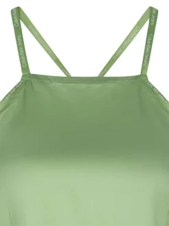 Robe courte tilleul uni à bretelles croisées dans le dos