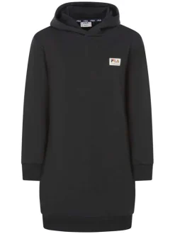 Robe courte Torano Castello Dress Hoody en coton mélangé noire unie coupe droite avec un col à capuche et une étiquette sur la p