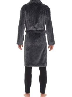 Robe de chambre anthracite avec une coupe droite et un col châle