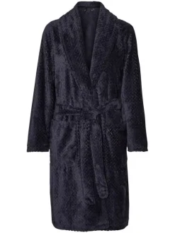 Robe de chambre pilou pilou marine à motif coupe droite et col châle