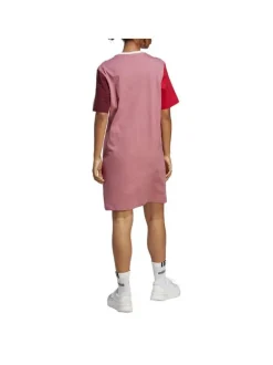 Robe droite en coton colorblock à col rond blanc et à manches courtes