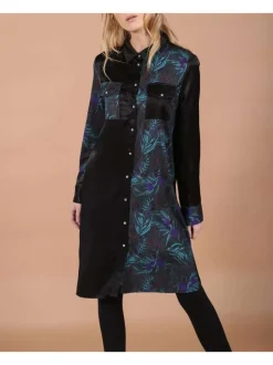 Robe femme droit bi motif noir