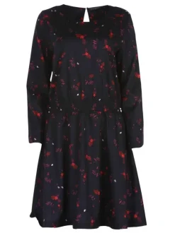 Robe femme MANILLA évasée à imprimé fleuri noir