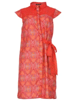Robe imprimé floral pour femme orange coupe évasée BIANCA