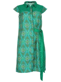 Robe imprimé floral pour femme verte coupe évasée BIANCA