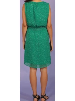 Robe imprimé formes abstraites pour femme verte coupe évasée LAGUNA