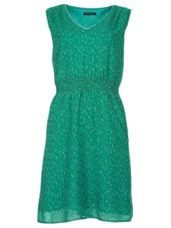 Robe imprimé formes abstraites pour femme verte coupe évasée LAGUNA
