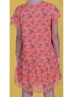 Robe imprimé savane pour femme corail coupe évasée JENNY