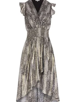 Robe longue bronze sans manches ornée d'un motif peau de serpent